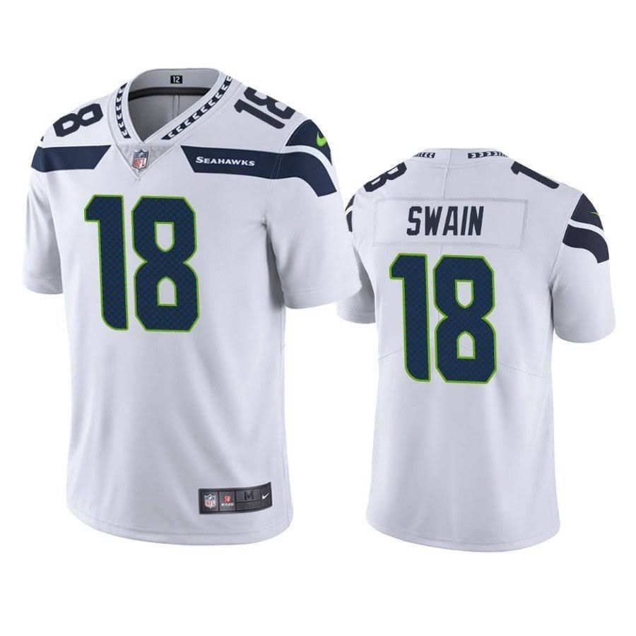 Men Seattle Seahawks #18 Freddie Swain Nike White Vapor Limited NFL Jersey